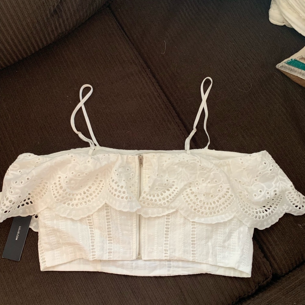 White bohemian crop top